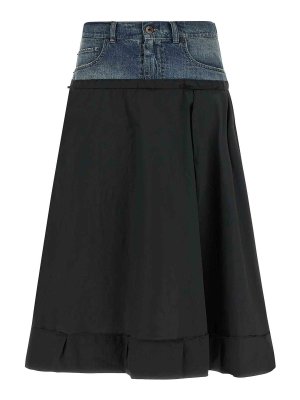 Maison Margiela: gonne al ginocchio  e longuette - Gonna con inserto in denim