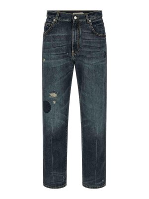 NAMACHEKO: Jeans à jambe droite - Jean Droit - Bleu