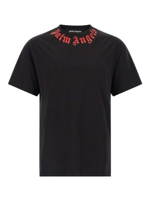 Palm Angels: t-shirt - T-shirt con logo sul collo