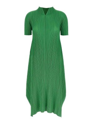 PLEATS PLEASE ISSEY MIYAKE: Knielange Kleider - Knielanges Kleid - Grün