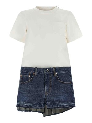 Sacai: maglia collo rotondo - Abito in denim
