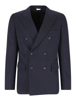 COMME DES GARÇONS HOMMES PLUS: blazers - Double-breasted blazer in virgin wool