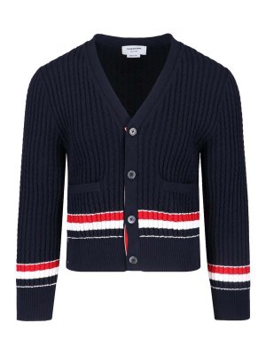 THOM BROWNE: Cardigans - Cardigan - Bleu