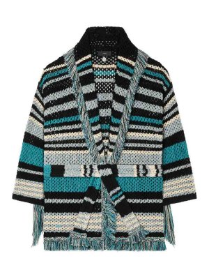 ALANUI: cardigans - Ocean stripes fringed cardigan