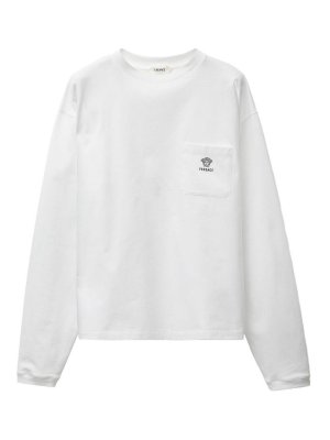 VERSACE: t-shirt - T-shirt in jersey di cotone ricamato