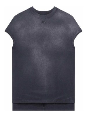 Courreges: T-shirts - T-Shirt - Noir