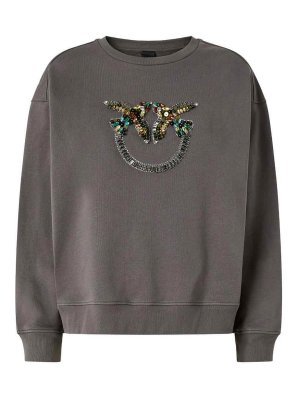 Pinko: Sweatshirts & Sweaters - Embellished logo sweatshirt