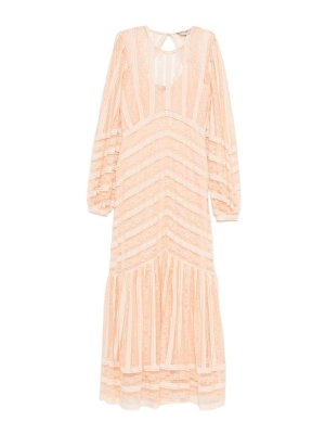 TWINSET: maxi dresses - Long striped lace dress
