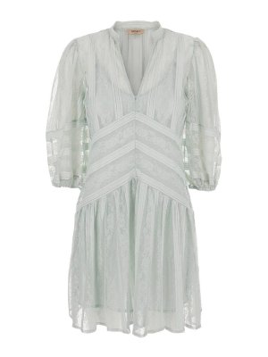 TWINSET: short dresses - Short striped lace dress
