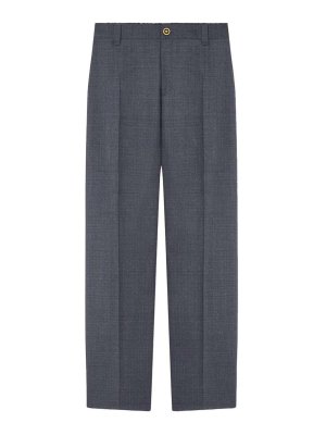 VERSACE: pantaloni sport - Pantaloni jogger in lana microquadri