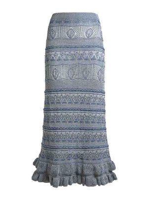 ETRO: Knee length skirts & Midi - Women`S Maxi Knit Skirt With Ruffles