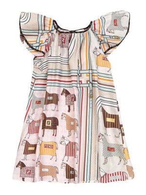 Fendi Jr: Knielange Kleider - Knielanges Kleid - Bunt