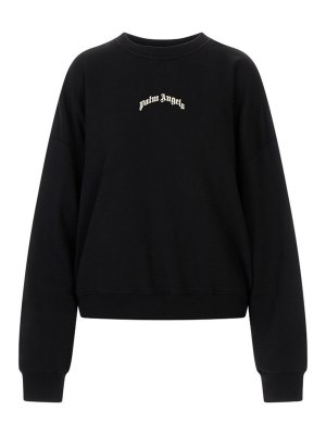 Palm Angels: Sweatshirts & Sweaters - Curved Logo Loose Crop Crew