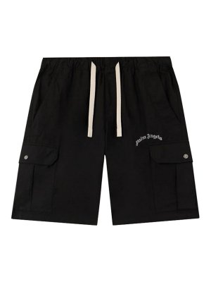 Palm Angels: Trousers Shorts - Curved Logo Loose Cargo Shorts