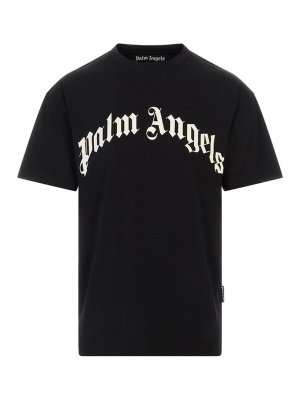 Palm Angels: t-shirts - Curved Logo Regular Tee