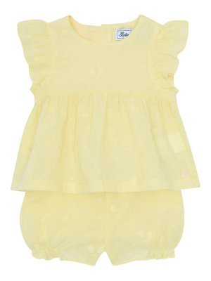 TARTINE ET CHOCOLAT: jumpsuits - Yellow Embroidered Suit
