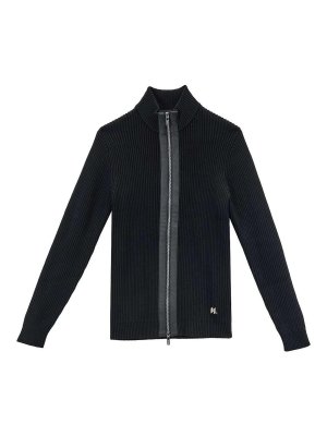 KARL LAGERFELD: crew necks - Ribbed zip sweater