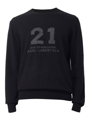 KARL LAGERFELD: クルーネック - クルーネック - 黒
