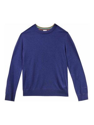 PAUL SMITH: Suéteres con cuello pico - Signature Stripe - Púrpura