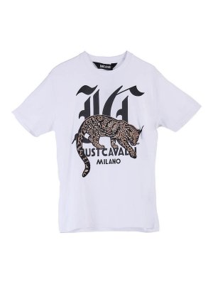 JUST CAVALLI: t-shirts - Leopard Logo T-shirt