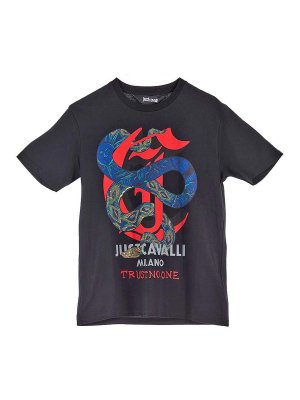 JUST CAVALLI: t-shirts - Serpents Gothic Logo T-shirt