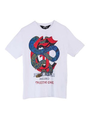 JUST CAVALLI: t-shirts - Serpents Gothic Logo T-shirt