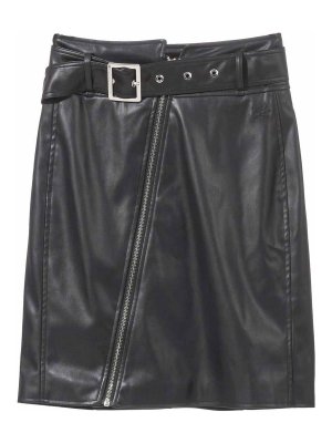 KARL LAGERFELD: レザースカート - レザースカート - 黒