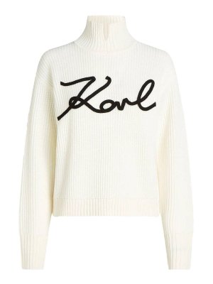 KARL LAGERFELD: maglia collo rotondo - Soutache firmato a maglia grossa