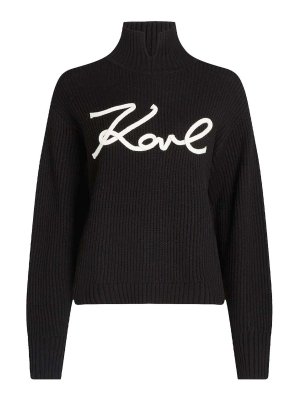 KARL LAGERFELD: crew necks - Soutache Signature Chunky Knit