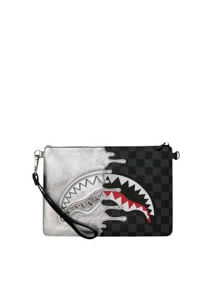 SPRAYGROUND: clutches - Silver Side Drip Crossover Clutch