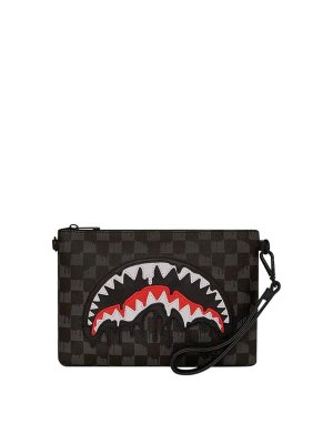 SPRAYGROUND: clutches - Dripping Sharks In Paris Crossover Clutch
