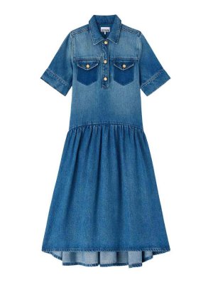 GANNI: abiti al ginocchio - Vestito midi in denim leggero
