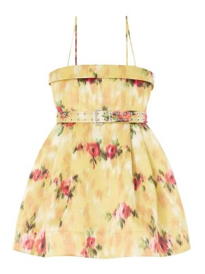 GANNI: short dresses - Printed Duchesse Satin Bubble Mini Dress