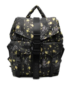 GANNI: zaini - Zaino Retech In Nylon Stampato