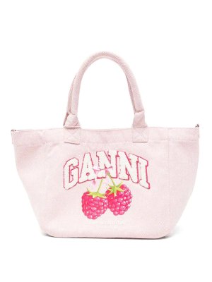 GANNI: totes bags - Small Easy Shopper Raspberry Print