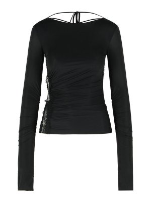 BLUMARINE: crew necks - Black Stretch Nylon Sweater