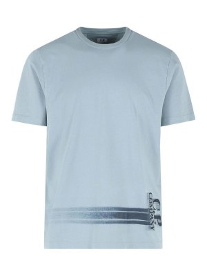 C.P. COMPANY: t-shirts - Light Blue Cotton T-Shirt