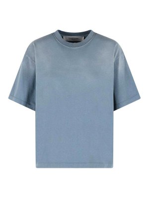 GOLDEN GOOSE: t-shirts - Blue Cotton T-Shirt