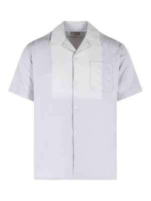 Maison Margiela: shirts - Cotton Shirt With Grey Bowling Collar