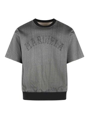 Maison Margiela: t-shirts - Viscose And Grey Cotton T-Shirt