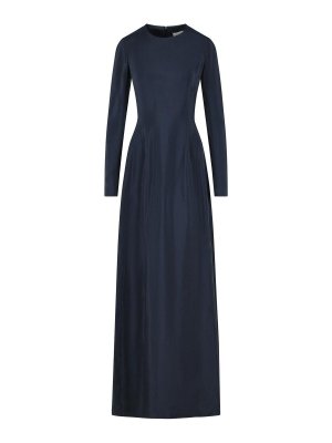 Maison Margiela: maxi dresses - Blue Cupro Maxi Dress