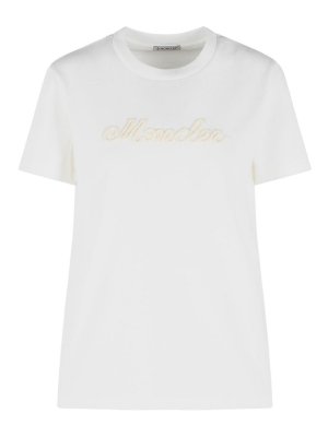MONCLER: t-shirts - White Cotton T-Shirt
