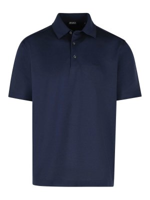 ZEGNA: polo shirts - Polo Shirt In Blue Cotton