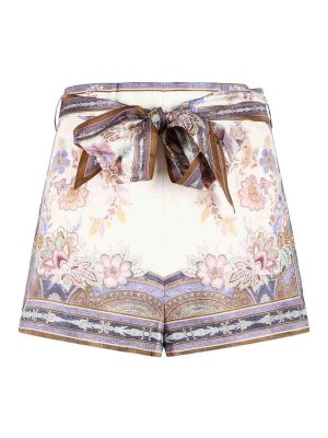 ZIMMERMANN: Trousers Shorts - Luna Cream Linen Shorts