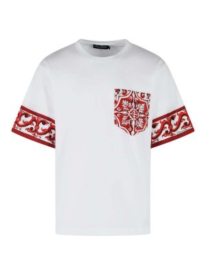 DOLCE & GABBANA: t-shirts - Maiolica Print Cotton And Silk T-Shirt