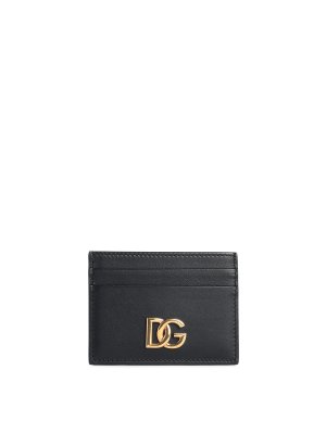 DOLCE & GABBANA: portafogli - Portacarte Con Logo In Pelle Nera