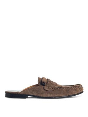 Marni: Loafers & Slippers - Brown Suede Sabots