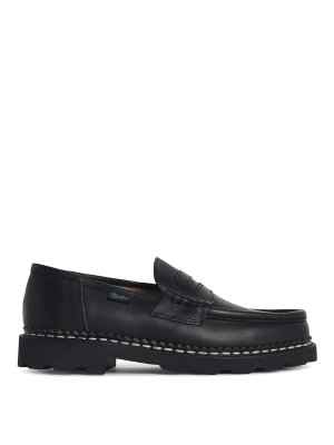 PARABOOT: Loafers & Slippers - Reims Smooth Black Leather Loafers