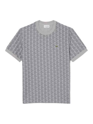 LACOSTE: t-shirt - T-shirt slim fit con monogramma jacquard