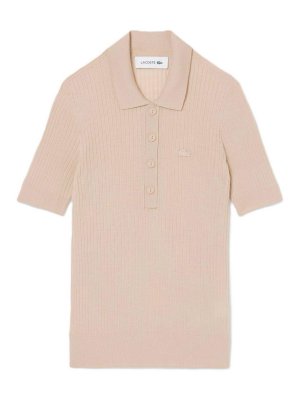 LACOSTE: polo shirts - Merino wool sweater with 3d ribbed polo neck